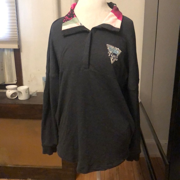 PINK Victoria's Secret Tops - Pink Victoria’s Secret pullover sweatshirt with buttons and sequins